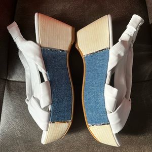 Gibellieri platform  sandals white with denim size 8